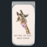 Funny Giraffe Money Clip Smile - Custom Text<br><div class="desc">Funny Money Clips with Giraffe Tongue Out and Playful Wink Cartoon Drawing Giraffes Smile Text - Customizable - or Choose / Add Your Unique Text / Font / Color - Make Your Special Money Clip Gift - Resize and move or remove and add elements / image with Customization tool !...</div>