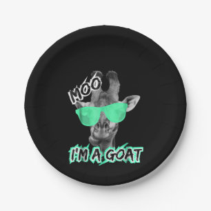 Funny Giraffe Moo Im A Goat Cute Zoo Animal Gift Paper Plates