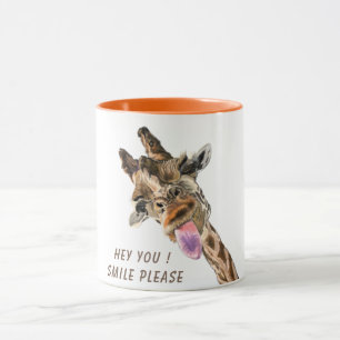 Funny Giraffe Mug SMile - Custom Text