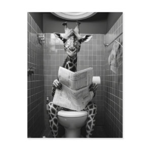 Funny Giraffe on the Toilet Postcard