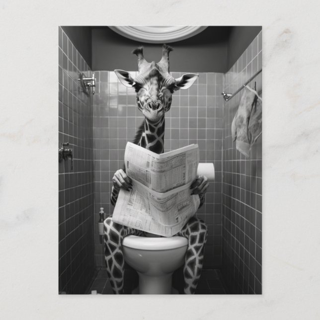 Funny Giraffe on the Toilet Postcard (Front)