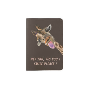 Funny Giraffe Passport Holder Your Text and Colors