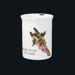 Funny Giraffe Pitcher - Custom Text<br><div class="desc">Customizable - Funny Pitcher with Happy Giraffe Tongue Out and Playful Wink Giraffes Cartoon Drawing and Text Smile Pitchers Gift - or Choose / Add Your Unique Text / Font / Color / Size - Make Your Special Gifts - Resize and move or remove and add elements / image with...</div>