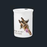 Funny Giraffe Pitcher - Custom Text<br><div class="desc">Customizable - Funny Pitcher with Happy Giraffe Tongue Out and Playful Wink Giraffes Cartoon Drawing and Text Smile Pitchers Gift - or Choose / Add Your Unique Text / Font / Color / Size - Make Your Special Gifts - Resize and move or remove and add elements / image with...</div>