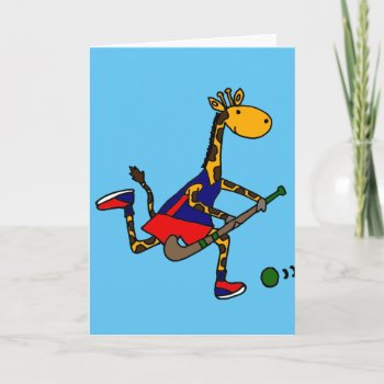 Funny Giraffe Playing Field Hockey Card by inspirationrocks at Zazzle