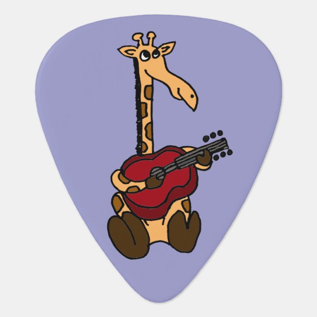 Funny Giraffe Playing Guitar Pick (Front)