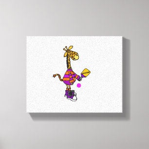 Funny Giraffe Playing Pickleball  Canvas Print