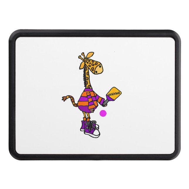 Funny Giraffe Playing Pickleball  Hitch Cover (Front)