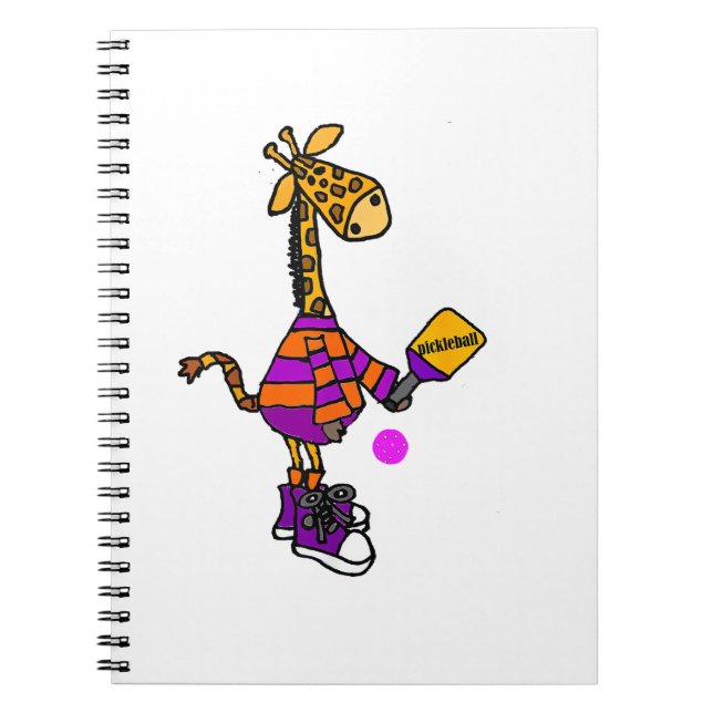 Funny Giraffe Playing Pickleball  Notebook (Front)