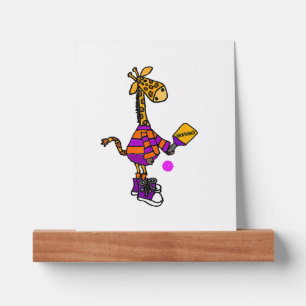 Funny Giraffe Playing Pickleball  Picture Ledge