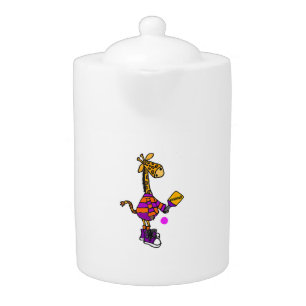 Funny Giraffe Playing Pickleball Teapot