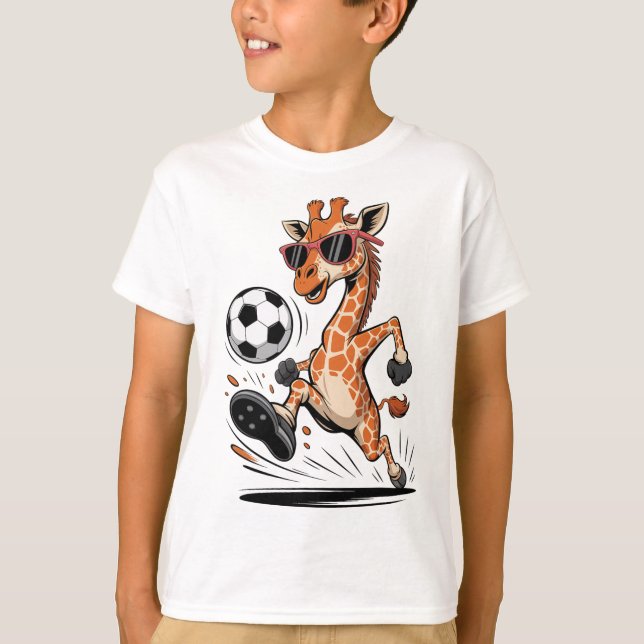 Funny Giraffe Playing Soccer Ll Artwork Cool Anima T-Shirt (Front)