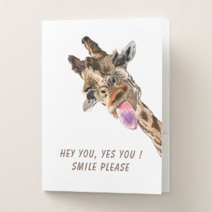 Funny Giraffe Pocket Folder - Custom Text