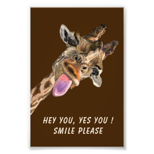 Funny Giraffe Poster Custom Color and Text