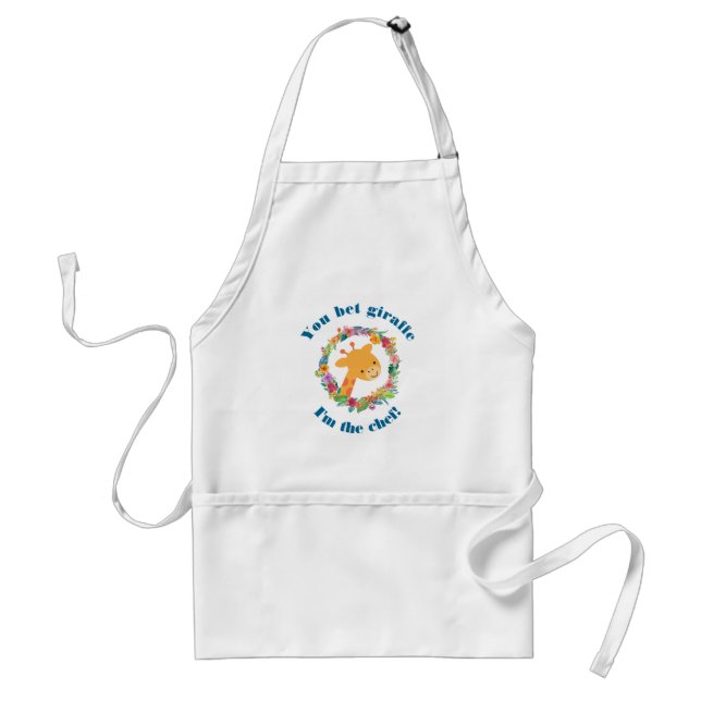 Funny Giraffe Pun Chef's Adult Apron (Front)