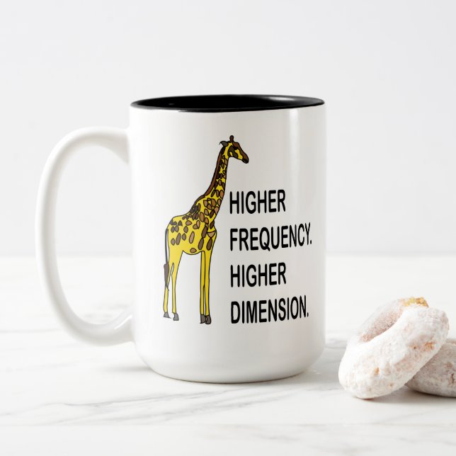 Funny Giraffe Pun Two-Tone Coffee Mug (With Donut)