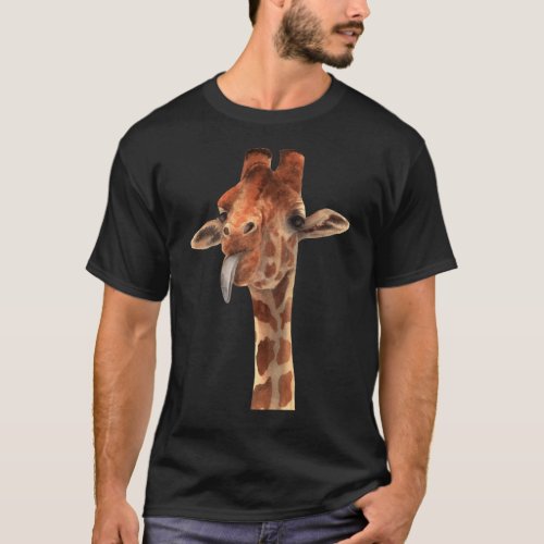 Funny giraffe put tongue out Classic T_Shirt