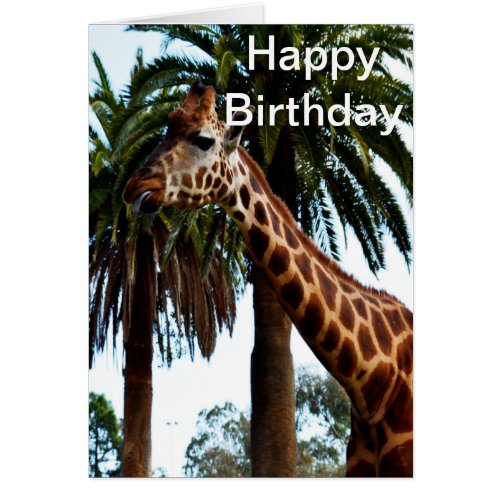Funny Giraffe Raspberry Birthday Card