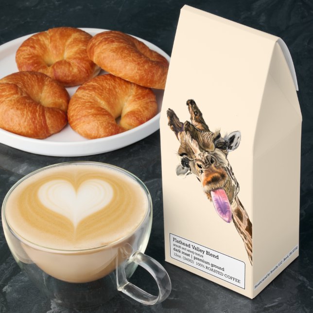 Funny Giraffe Roasted Coffee with Custom Text (Breakfast)