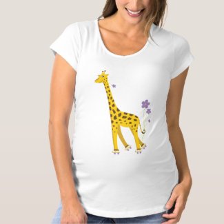 Funny Giraffe Roller Skating Dark Maternity T-Shirt