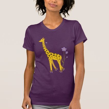 Funny Giraffe Roller Skating Dark Womens T-Shirt
