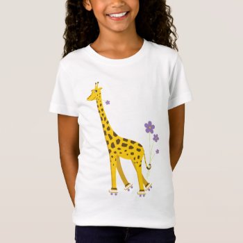 Funny Giraffe Roller Skating T-shirt by borianag at Zazzle