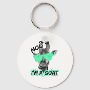 Funny Giraffe Shirt Moo I'm A Goat Cute Zoo Animal Keychain