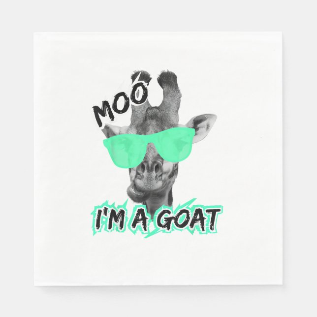Funny Giraffe Shirt Moo I'm A Goat Cute Zoo Animal Napkins (Front)