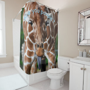 Funny Giraffe Shower Curtain “Are You Poopin’?” –