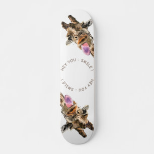 Funny Giraffe Skateboard Smile - Custom Text