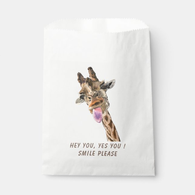 Funny Giraffe Smile Favor Bag - Custom Text (Front)