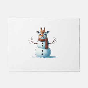 Funny Giraffe Snowman Scarf Christmas Womens Mens Doormat