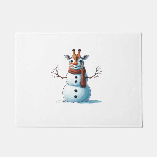 Funny Giraffe Snowman Scarf Christmas Womens Mens  Doormat (Front)