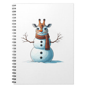 Funny Giraffe Snowman Scarf Christmas Womens Mens  Notebook