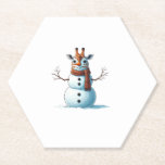 Funny Giraffe Snowman Scarf Christmas Womens Mens  Paper Coaster<br><div class="desc">Funny Giraffe Snowman Scarf Christmas Womens Mens Kids</div>