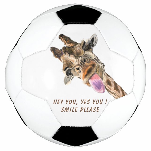 Funny Giraffe Soccer Ball - Custom Text (Front)
