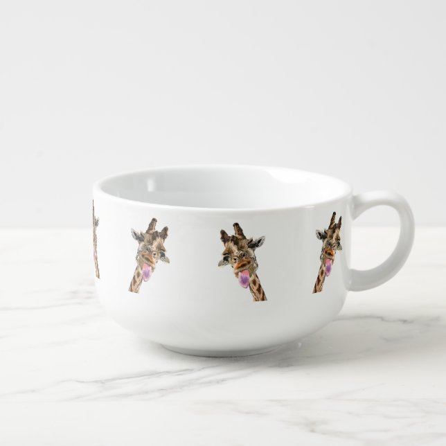 Funny Giraffe Soup Mug - Smile  (Left)