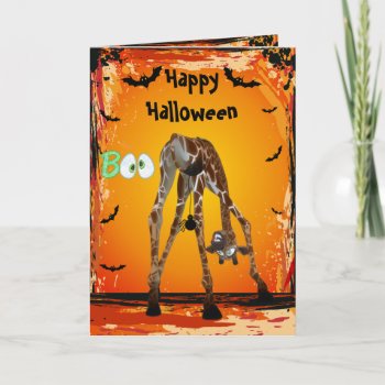 Funny Giraffe & Spider Halloween Card by Just_Giraffes at Zazzle