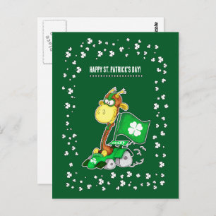Funny Giraffe St. Patrick's Day Postcard