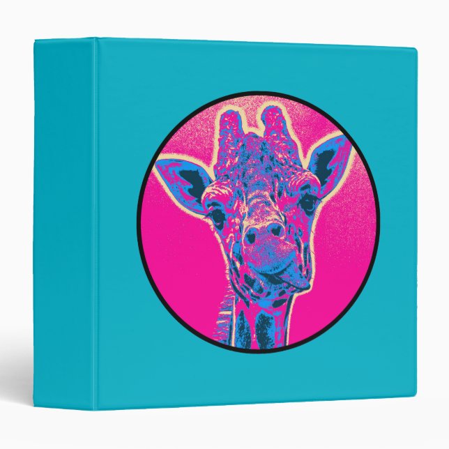 Funny Giraffe Sticking out his Tongue 3 Ring Binder (Front/Spine)
