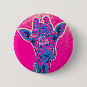 Funny Giraffe Sticking out his Tongue Button