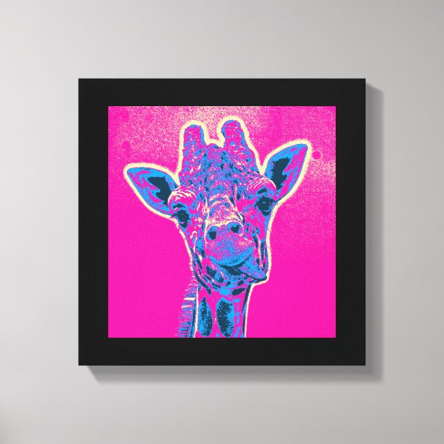 Funny Giraffe Sticking out his Tongue Canvas Print (Front)
