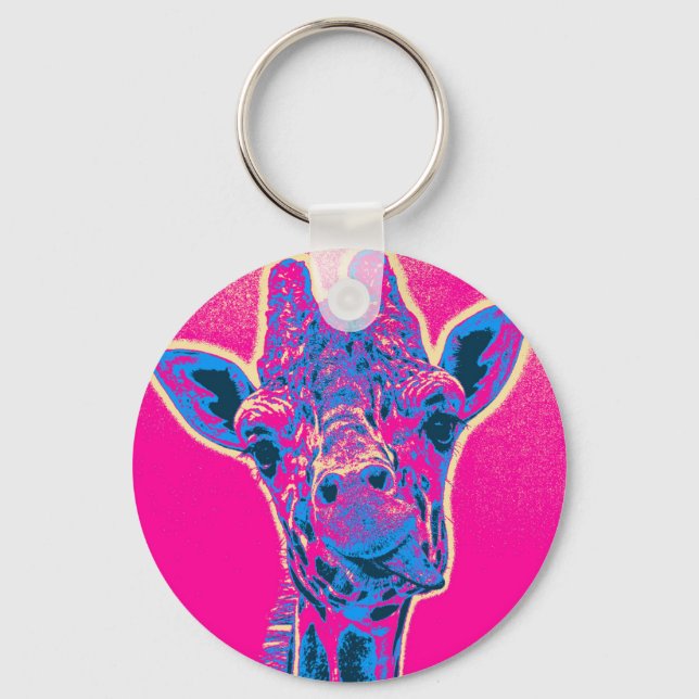 Funny Giraffe Sticking out his Tongue Keychain (Front)