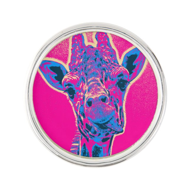 Funny Giraffe Sticking out his Tongue Lapel Pin (Front)