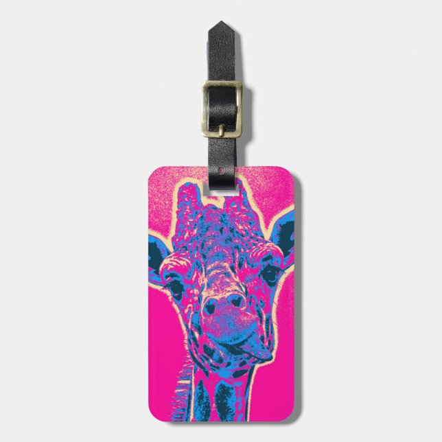 Funny Giraffe Sticking out his Tongue Luggage Tag (Front Vertical)