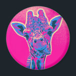 Funny Giraffe Sticking out his Tongue Magnet<br><div class="desc">A funny pose from a cute giraffe -  sticking out his tongue! Funky cheerful neon colors of pink and blue. Fun sixties retro pop art style.</div>