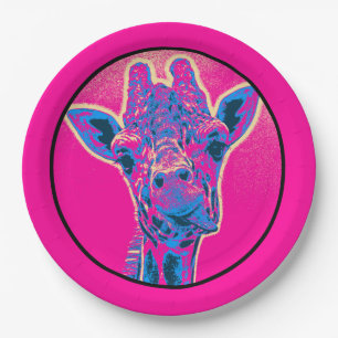 Funny Giraffe Sticking out his Tongue Paper Plates
