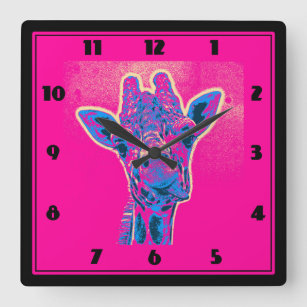 Funny Giraffe Sticking out his Tongue Square Wall Clock