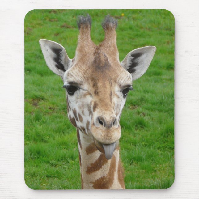 Funny Giraffe Sticking Out Tongue! Mouse Pad (Front)