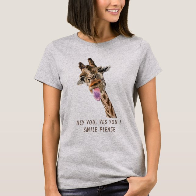 Funny Giraffe T-Shirt - Custom Text (Front)
